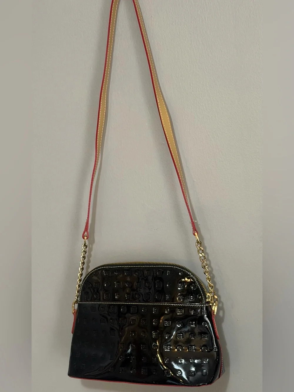 Arcadia Patent Leather Crossbody Purse Bag in Black